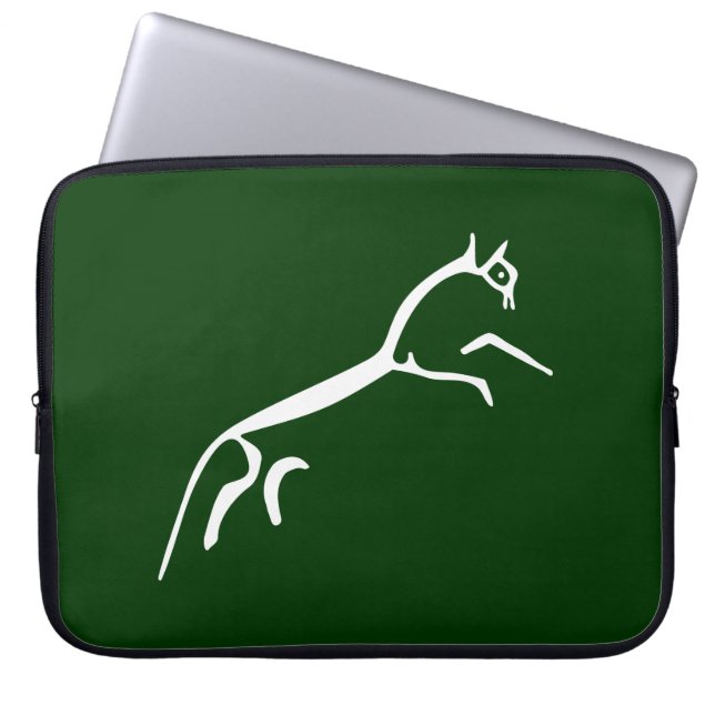 Vithäst (Uffington Castle) - Mörk grönt Laptop Fodral (Framsidan)
