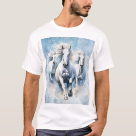 Vithästar Snöbunden symfoni: Galloping White M T Shirt