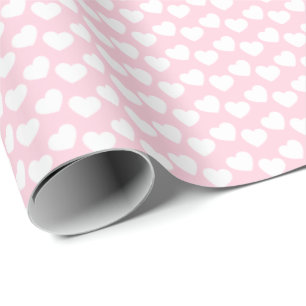 Vithjärtamönster på Light - rosa slående in papper Presentpapper