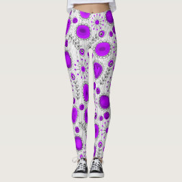 Vithjärtblommor av vild lila blommigt namn leggings