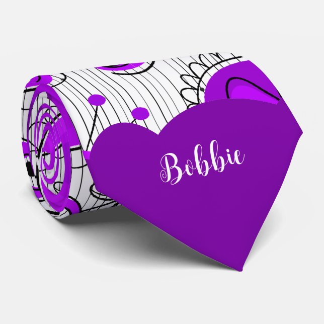 Vithjärtblommor av vild lila blommigt namn slips (Rullad)