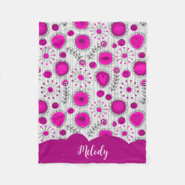 Vithjärtblommor av vild rosa blommigt namn fleecefilt