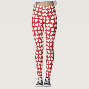 Vithjärtor och polka dots på röd damasker leggings