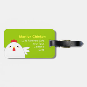 Vithöna på grön Personalizable bagagemärkre Bagagebricka