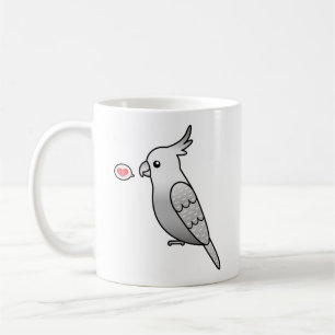 Vithuvad pärlkakadua seriefigur Papegoja Fågel Kär Kaffemugg