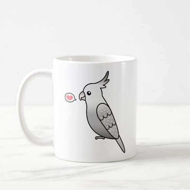Vithuvad pärlkakadua seriefigur Papegoja Fågel Kär Kaffemugg (Vänster)
