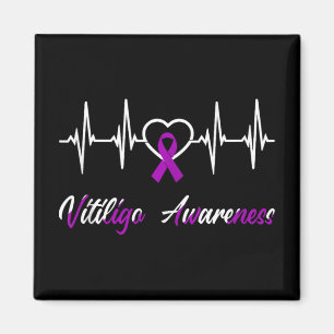 Vitiligo Awareness Heartslag Kärlek Lila Ribbon Su Magnet
