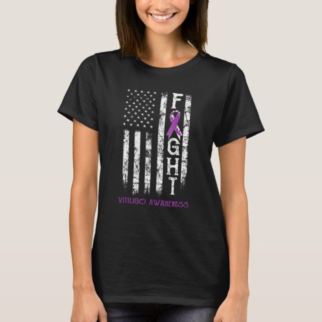Vitiligo Warrior US Flagga T Shirt (Framsida)