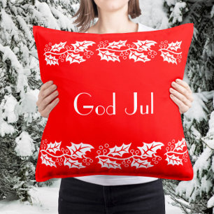 vitjärnekar i ljust rött - gud Jul Kudde