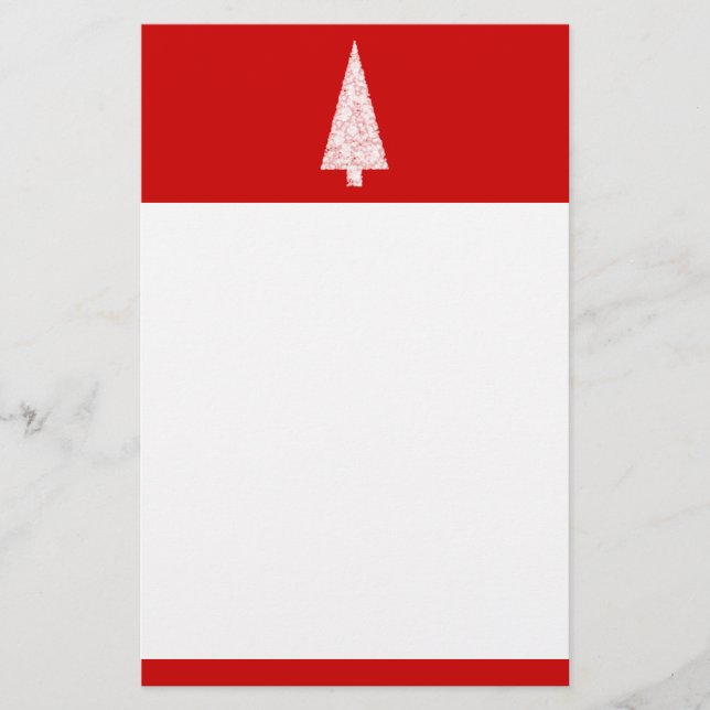 Vitjulgran. På rött. Modernt Brevpapper (Framsida)