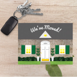 Vitkalad fasad för hus Ny adress Meddelande Vykort