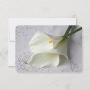 Vitkalla lilies på linen spara datumet