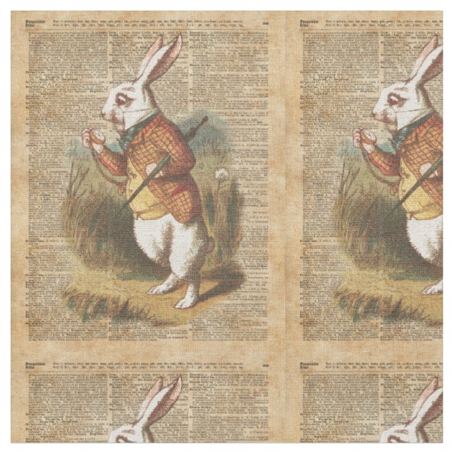Vitkanin Alice i underlandvintagekonst Tyg (Närbild)