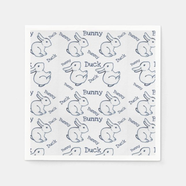 Vitkanin Anka Optical Illusion Teckning Påsk Pappersservett (Framsidan)