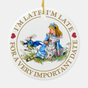 Vitkaninarbetskopian av Alice i underland Julgransprydnad Keramik