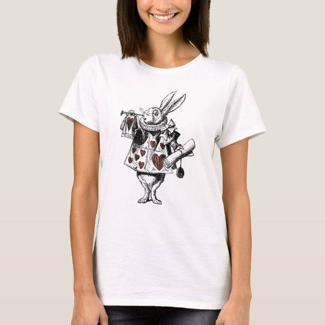 Vitkaniner av hjärtor - Alice i underland Tee Shirt (Framsida)