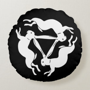 Vitkaniner - Lucky Tinners kaninsymbol Rund Kudde