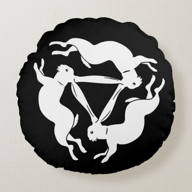 Vitkaniner - Lucky Tinners kaninsymbol Rund Kudde (Framsidan)