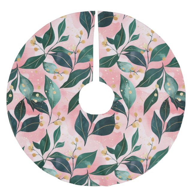 Vitkantig botanisk vinter-Helgdag mönstrad Julgransmatta Borstad Polyester (Framsidan)