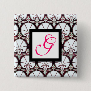 VITKARNATIONER DAMASK MONOGRAM rosa fuchsia Knapp