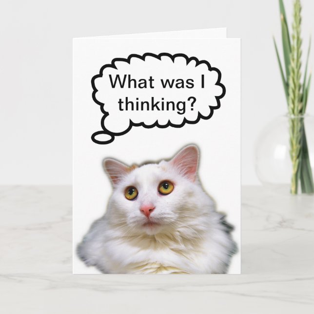 Vitkatt Belad Birthday Humor Kort (Framsida)