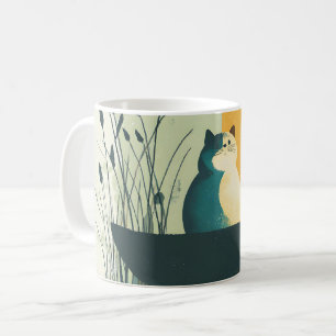 Vitkatt för Sjö med minimal Abstrakt Kaffemugg