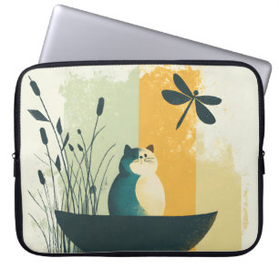 Vitkatt för Sjö med minimal Abstrakt Laptop Fodral