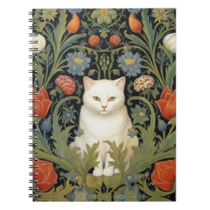 Vitkatt från art nouveau i trädgården anteckningsbok