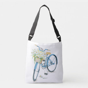 vitkatt i daisy på cykeln axelväska