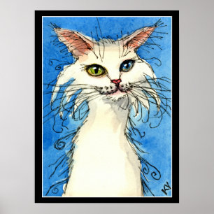 Vitkatt med den udda ögaaffischen poster