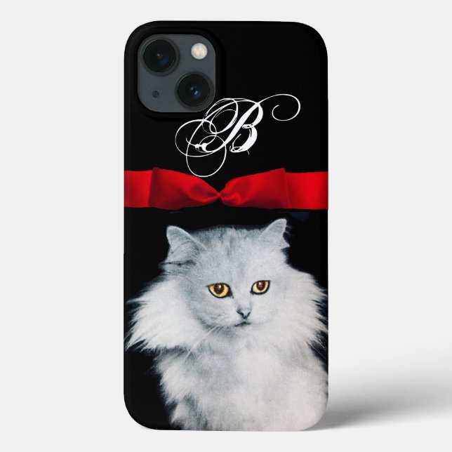 VITKATT MED RÖD RIBONMONOGRAM (Baksida)