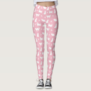 Vitkatt och Tass avtryck på Rosa Leggings