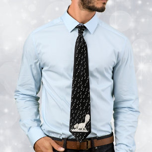 Vitkatt på Piano Nycklar Slips