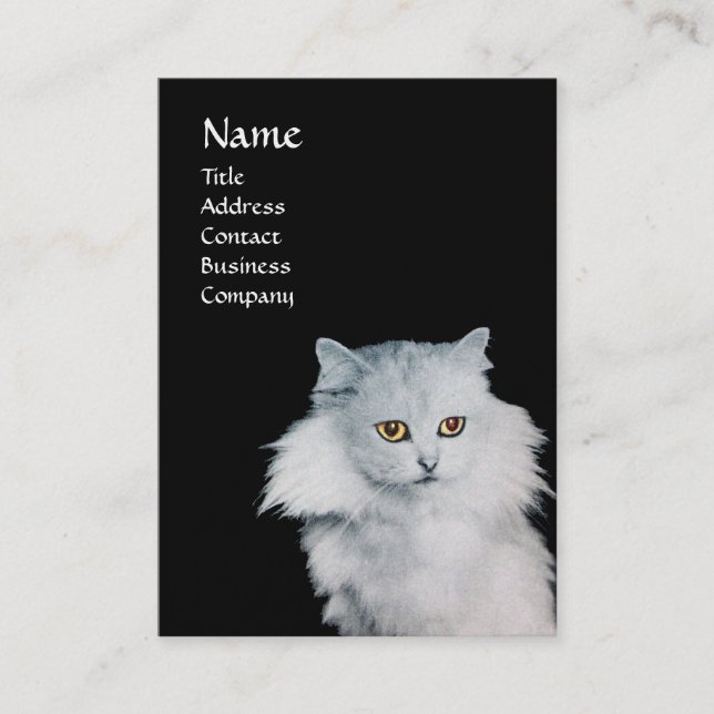 VITKATTEN, MONOGRAM-pärlor, pappra Visitkort (Framsida)