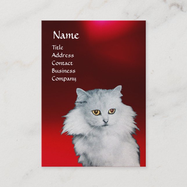 VITKATTER, MONOGRAM Red Ruby-pärlor Visitkort (Framsida)