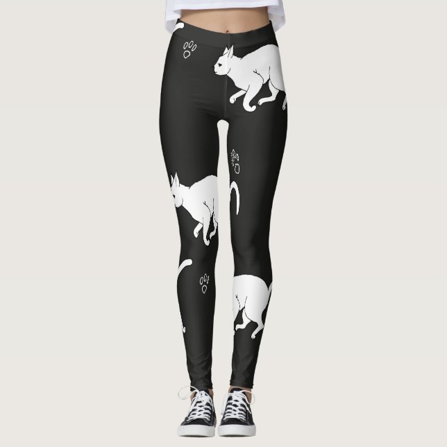 VITKATTER PÅ EN BAKGRUNDSREDIGERING 1.0 LEGGINGS (Framsida)