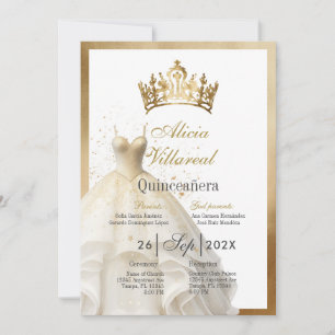 Vitklänning quinceañera inbjudningar