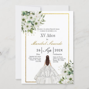 Vitklänning quinceañera inbjudningar