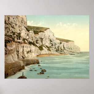 Vitklippor av Dover, Kent England arkivtryck Poster