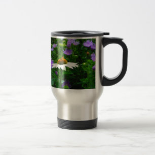 Vitkolv, lila blommor och mjölet resemugg