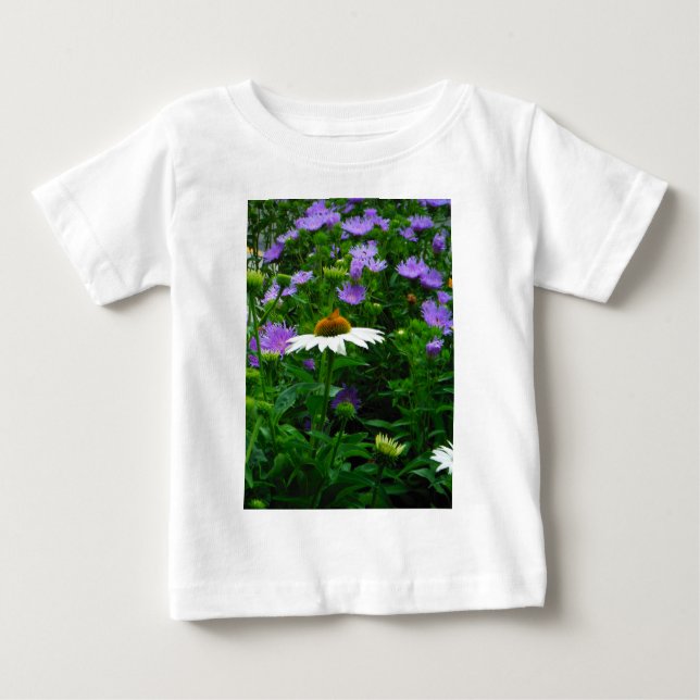 Vitkolv, lila blommor och mjölet t-shirt (Framsida)