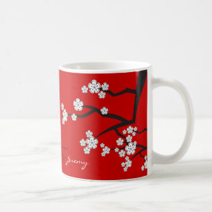 Vitkörsbäret blomstrar muggen för ZenSakura den Kaffemugg