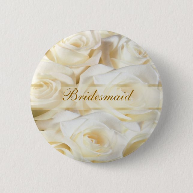 Vitkräm ro Bröllop Bridesmaid Button Knapp (Framsida)