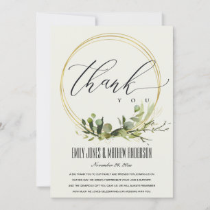VITLEAFY GRÖNT GULD FOLIAGE WATERCOLOR BRÖLLOP TACK KORT