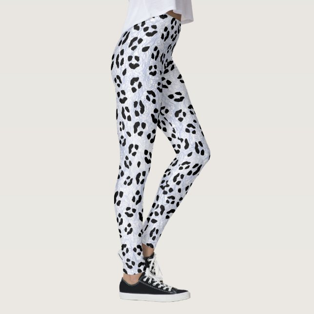 VitLeopardtryck Leggings (Höger)