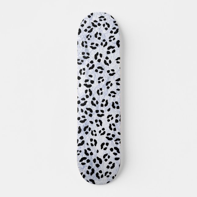 VitLeopardtryck Old School Skateboard Bräda 21,6 Cm (Framsida)