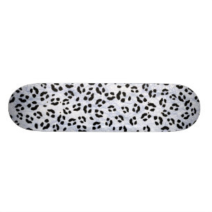 VitLeopardtryck Old School Skateboard Bräda 21,6 Cm