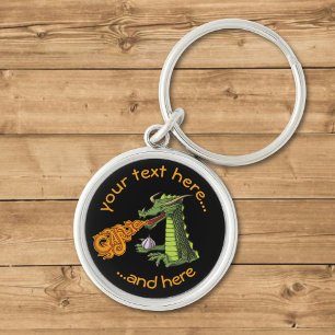 Vitlic Dragon Rund Silverfärgad Nyckelring