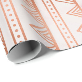 Vitlinje för koppar Ro Guld Marble Tribal Rand Whi Presentpapper