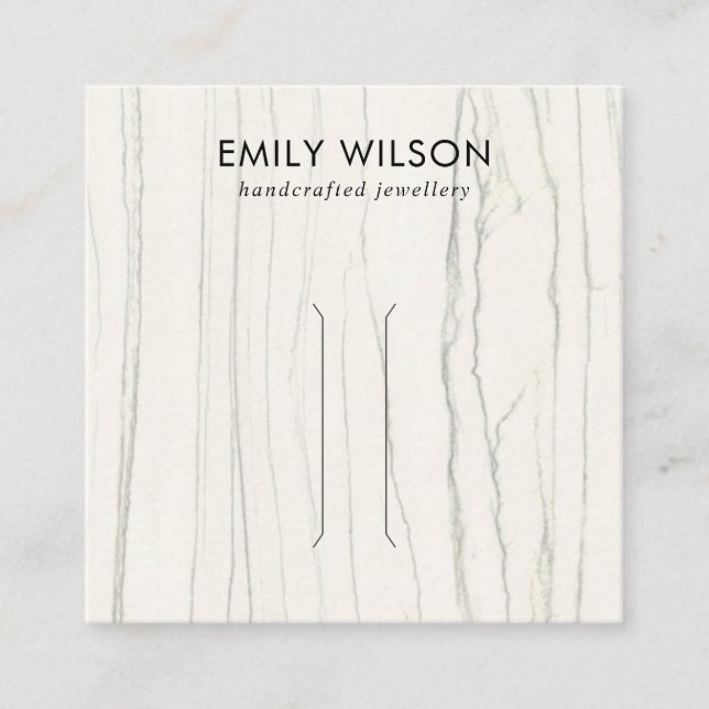 VITLINJE MARBLE STRUKTUR HAIR CLIP DISPPLY CARD FYRKANTIGT VISITKORT (Framsida)